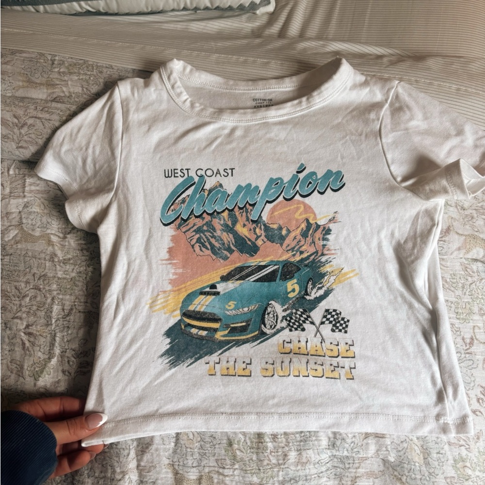 Cotton On White Graphic Crop Top